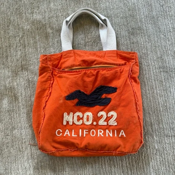 Hollister Bags Holister Y2k Orange Fabric Tote Bag Poshmark
